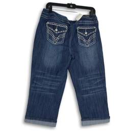 NWT Earl Jean Womens Blue Denim Medium Wash Rhinestone Capri Jeans Size 12 alternative image