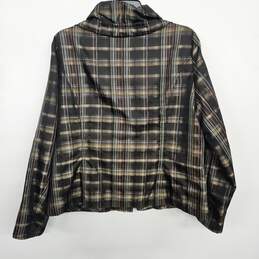 Brown Plaid Long Sleeve Zip Up Jacket alternative image