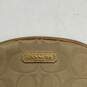 Coach Womens Gold Beige Signature Cosmetic Coin Purse Makeup Bag Wallet image number 3