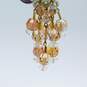 Vintage Goldtone Aurora Borealis Champagne & Clear Crystals Beaded Dangle Clip On Earrings 22.7g image number 4