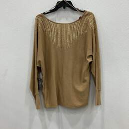 NWT Womens Beige Gold Shimmer Dolman Sleeve Pullover Sweater Size Large alternative image