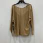 NWT Womens Beige Gold Shimmer Dolman Sleeve Pullover Sweater Size Large image number 2