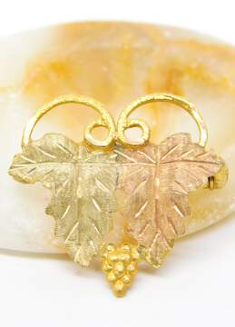 10K Yellow & Rose Gold Etched Leaf Pin/Brooch 1.8g alternative image
