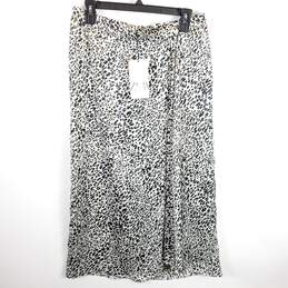 Zara Women White Leopard Print Split Skirt L NWT alternative image