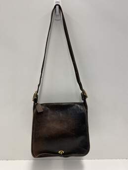 Vintage COACH Brown Leather Flap Turnlock Shoulder Bag