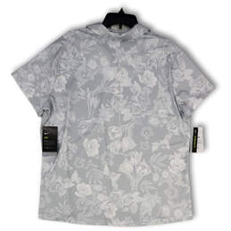 NWT Womens Gray Floral Collared Short Sleeve Dri-Fit Golf Polo Shirt Size 2XL alternative image