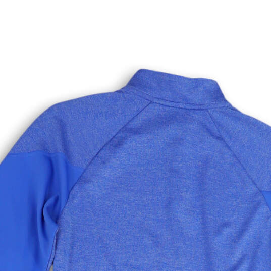 Womens Blue Mock Neck Long Sleeve Quarter Zip Activewear T-Shirt Size S image number 4