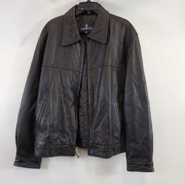 London Fog Men Dark Brown Leather Jacket XL