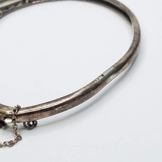 Sterling Marcasite Vintage Art Deco Hinge Bracelet 7" W/Safety Chain 15.7g image number 7