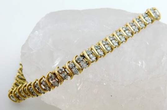 14K Yellow Gold 1.50 CTTW Diamond Tennis Bracelet 10.6g image number 2