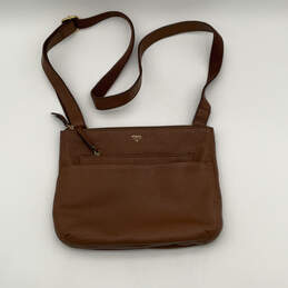 Womens Brown Leather Adjustable Strap Inner And Outer Pockets Crossbody Bag