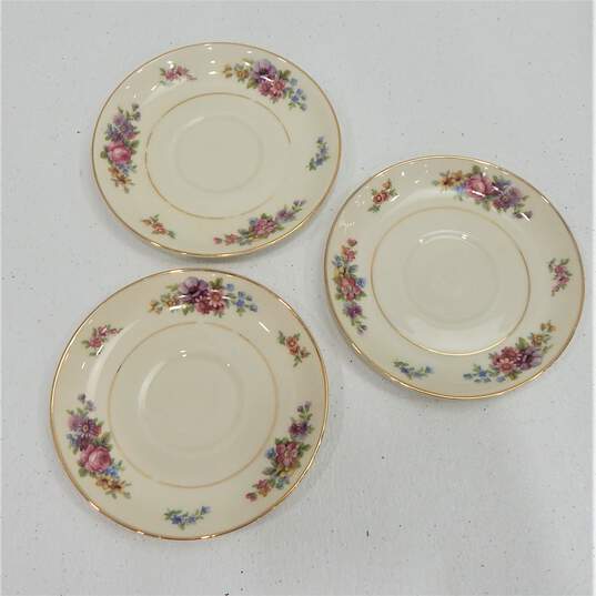 Thomas Ivory Bavaria Floral Gold Trim Set of 3 Footed Cups & Saucers image number 6