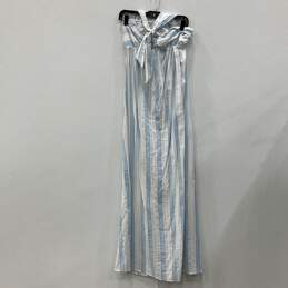Tommy Bahama Womens White Blue Striped Smocked Halter Neck Maxi Dress Size L
