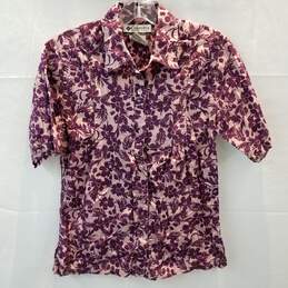 Columbia Floral Short Sleeve Button Down Top Women's Size XS