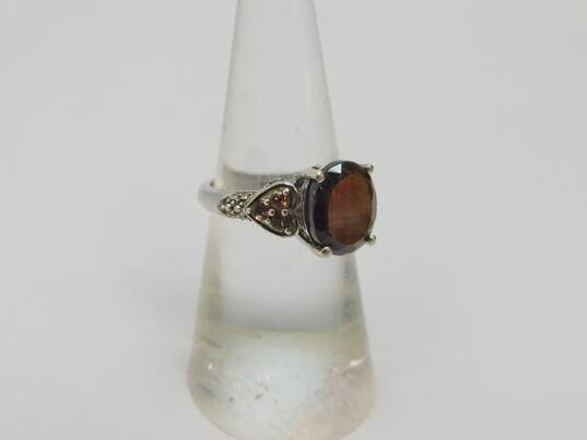 Contemporary 925 Faceted Brown Sapphire & Smoky Quartz & Cubic Zirconia Celtic Knot & Infinity Sign Rings Variety 18g image number 2