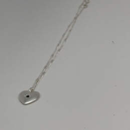 Designer Lucky Brand Silver-Tone Blue Crystal Puff Heart Pendant Necklace alternative image