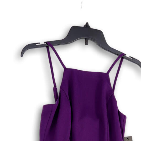 NWT Womens Purple Sleeveless Ruffle Stretch Back Zip Mini Dress Size XS image number 2