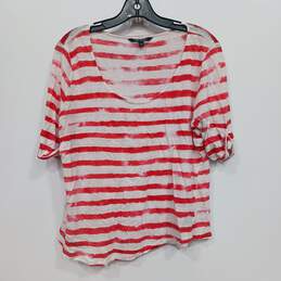 Lauren Ralph Lauren Red Striped T-Shirt Women's Size L