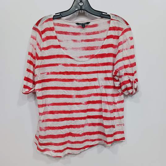 Lauren Ralph Lauren Red Striped T-Shirt Women's Size L image number 1
