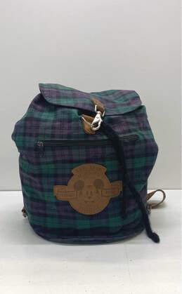 Disney Canvas Plaid Mickey Mouse Backpack Green