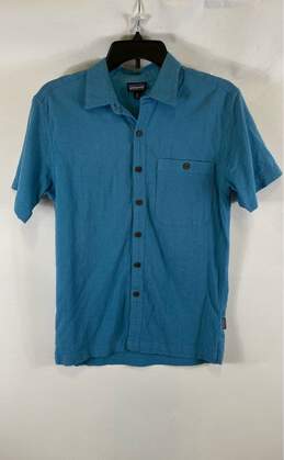 Patagonia Mens Blue Collared Short Sleeve Chest Pocket Button-Up Shirt Size XS