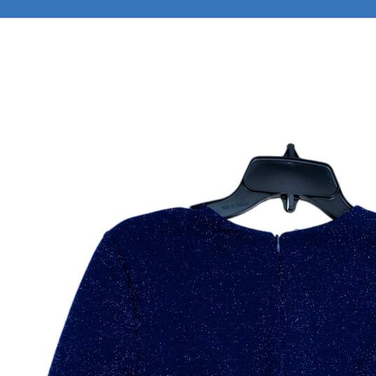 Vince Camuto Womens Blue Glitter Asymmetrical Hem Back Zip Bodycon Dress Size 8 image number 4