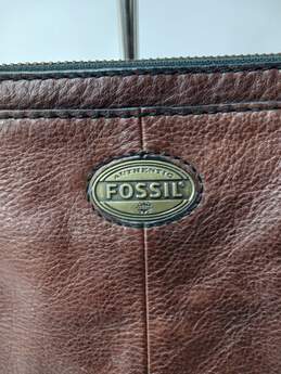 Fossil Brown Textured Leather Shoulder Bag Satchel Purse alternative image