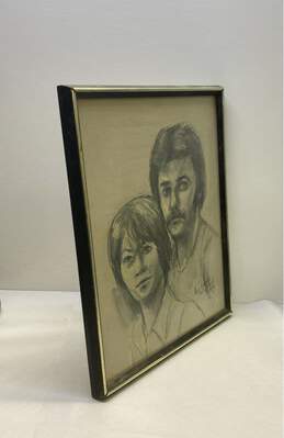 Portrait of a Couple Drawing by Bob Hicks Signed. Framed 1978 alternative image