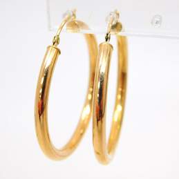 14K Gold Tube Hoop Earrings 2.2g alternative image