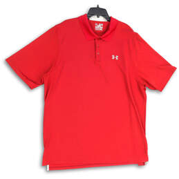 Mens Red Headgear Spread Collar Short Sleeve Loose Fit Polo Shirt Size 3XL