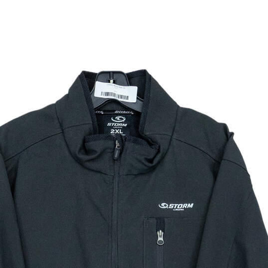 Mens Black Long Sleeve Mock Neck Pockets Full-Zip Windbreaker Jacket Sz 2XL image number 3