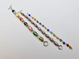 Artisan Mexico 925 Rainbow Cats Eye Ball & Star Beaded & Oval Cabochons Toggle Bracelets Variety 68.2g