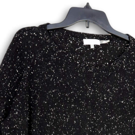 Womens Black Shimmer Round Neck Long Sleeve Knitted Pullover Sweater Size L image number 3