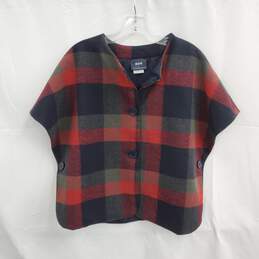 Anthropologie Maeve Plaid Cropped Cape Sweater One Size