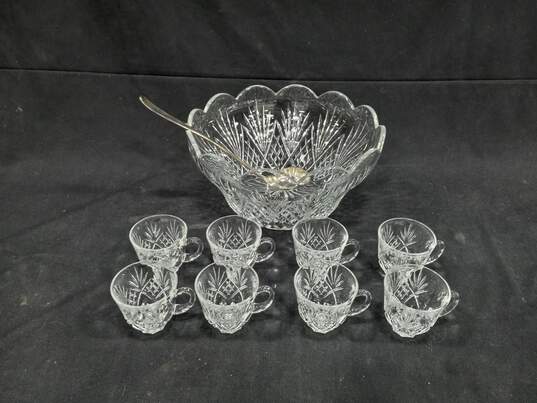 10PC Crystal Clear 24% Lead Crystal Punch Set - IOB image number 2