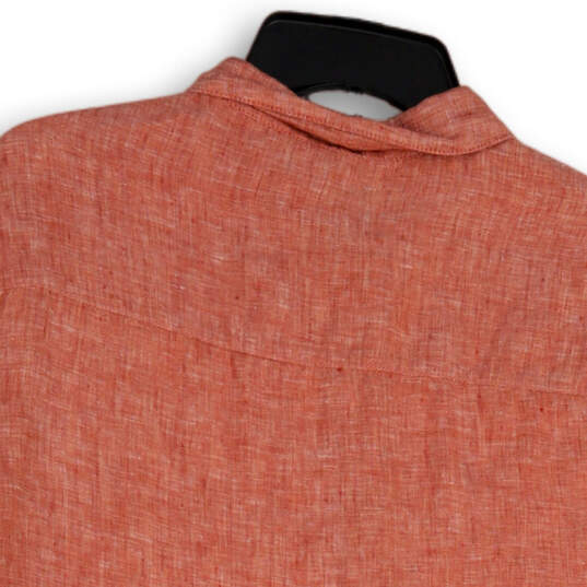 Womens Orange Short Sleeve Spread Collar Button-Up Shirt Size Medium image number 2