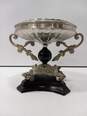 Silver Tone and Black Roman Style Pedestal Candle Holder image number 1