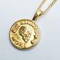Sterling Silver Gold - Tone Cuban Link ( Memento Mori ) Pendant Necklace 22in 11.8g image number 1
