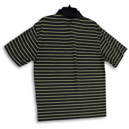 Mens Gray Green Striped Spread Collar Short Sleeve Golf Polo Shirt Size L alternative image