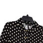 Womens Black White Polka Dot Long Sleeve Spread Collar Button-Up Shirt Sz L image number 3