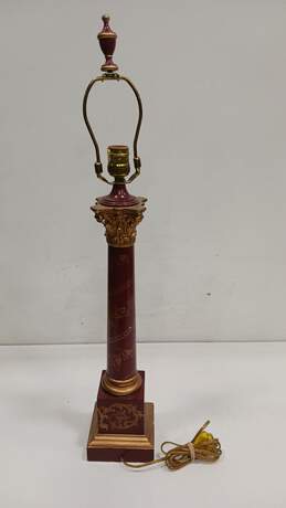Vintage Red/Bronze Pillar Table Lamp alternative image