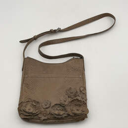Womens Brown Floral Swing Pack Adjustable Strap Inner Pockets Crossbody Bag