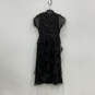 NWT Womens Black Sequin Short Sleeve Cascading Frill Fit & Flare Dress Sz L image number 2