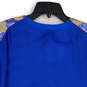 NWT Womens Blue Gold Sequin V-Neck Short Sleeve Pullover Blouse Top Size S image number 4