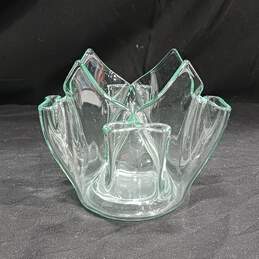Clear Green Glass Art Bowl