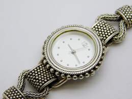 BA Suarti 925 Intricate Granulated & Double Foxtail Chain Toggle Bracelet Quartz Watch 46.8g alternative image