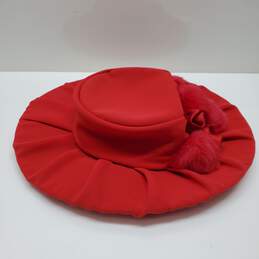 Milano Women's Red 100% Wool Felt H104 Pleated Crown Brim Hat alternative image