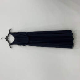 Womens Blue Pleated Sleeveless Round Neck Back Zip Maxi Dress Size 5/6