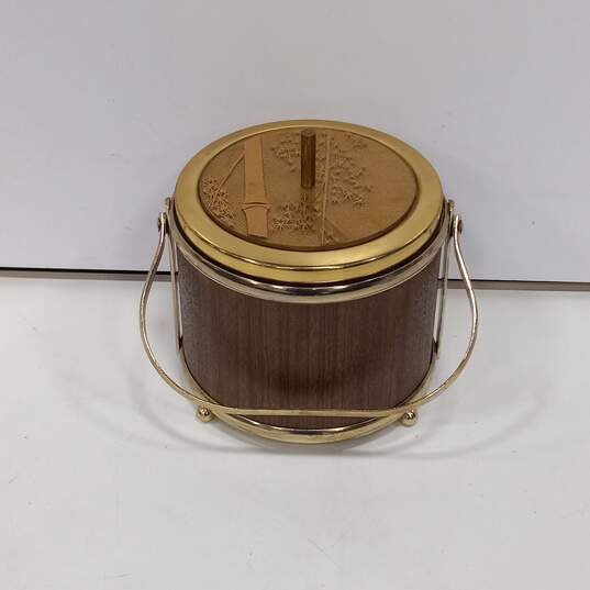 Vintage Ernest Sohn Gold Leaf Bamboo Ice Bucket w/Lid image number 2