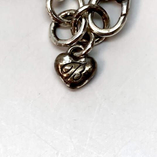 Designer Brighton Silver-Tone Lobster Snake Chain Love Heart Charm Bracelet image number 2